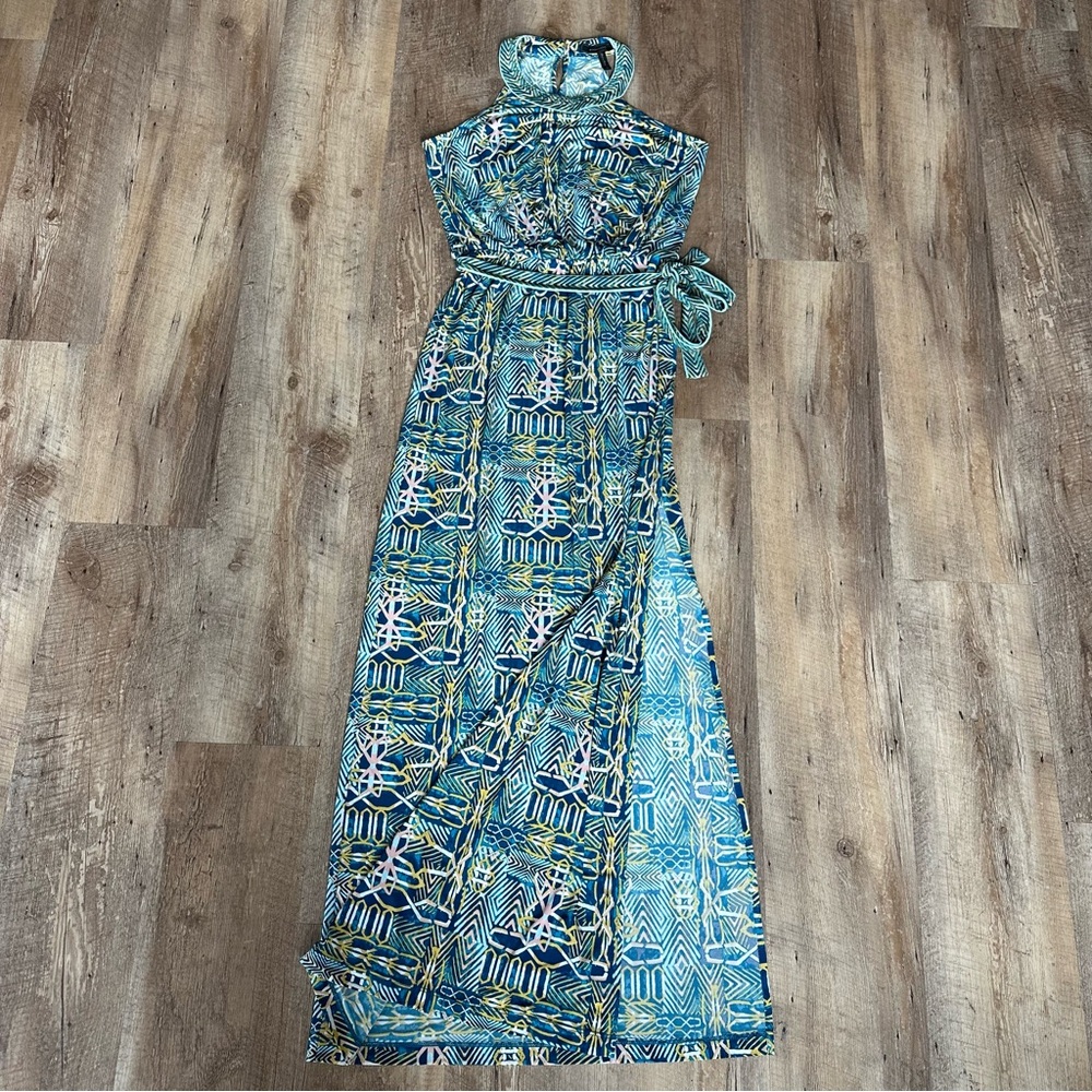 BCBGMaxAzria Blue Geometric Maxi Dress